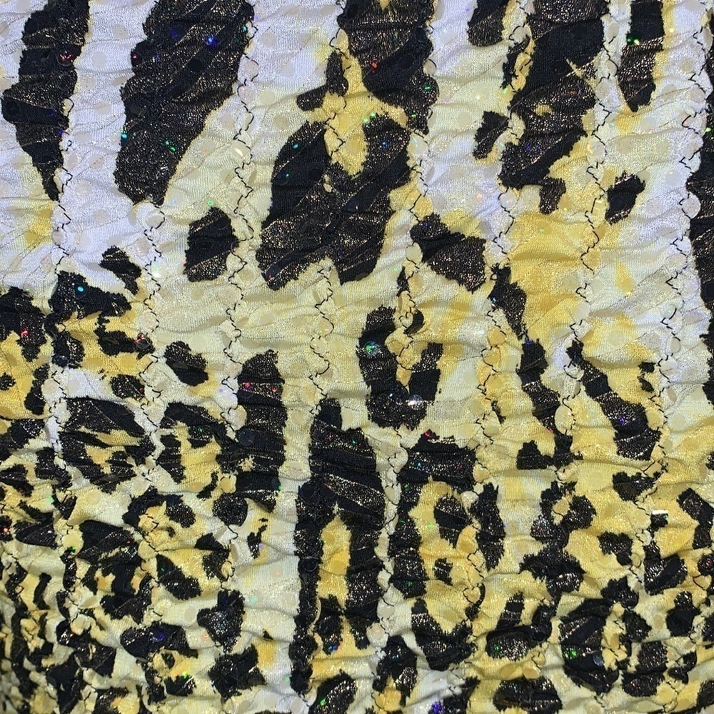 JOSEPH RIBKOFF Yellow tiger Animal Print Zip Up Dressy Sequin Jacket size 8 - Picture 8 of 15